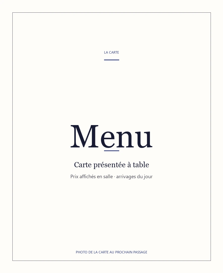 Carte du Restaurant H&V, photo de la carte au prochain passage